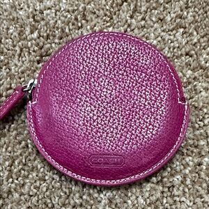 Coach Fuchsia Leather Coin Pouch